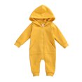thumbnail image 1 of Combinaison à Manches Longues pour Bébé Mode Automne Couleur Unie avec Capuche à Fermeture Éclair une Pièce Pantalon Long avec Poche, 1 of 1