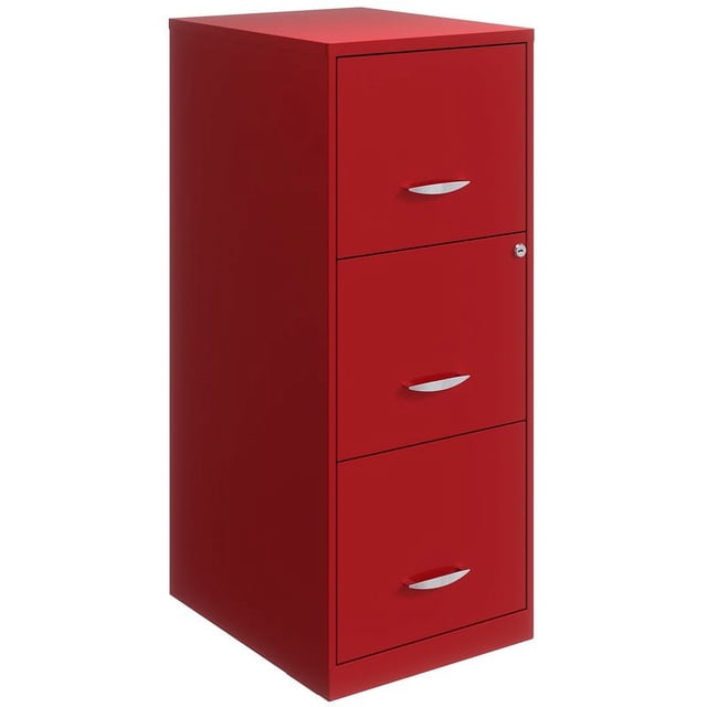 Scranton & Co Classeur Vertical en Métal à 3 Tiroirs avec Serrure, Rouge Lave