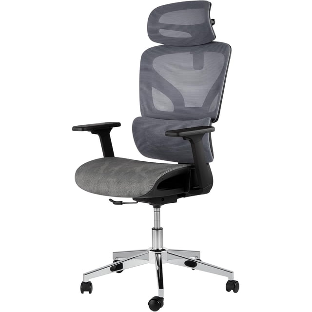 Twister.CK Ergonomic High Back Mesh Office Chair, Adjustable Armrest, Lumbar Support & Headrest, Slide Seat & Tilt Lock, Rolling Computer Desk Chair for Home Office, Gray