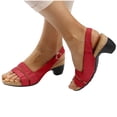 thumbnail image 4 of LSLJS Women's Wedge Sandals Solid Color Ankle Strap Low Heeled Sandals Fish Mouth Open Toe Sandals, 4 of 4