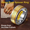 thumbnail image 3 of ORUYROP Can Engrave Viking Rune Spinner Rings for Men/Women, Size #7-#14 Chain Link Fidget Ring, Stainless Steel/Gold Plated/Black-Send Gift Box, 3 of 7