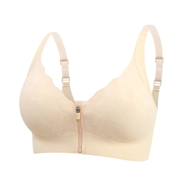 FhsagQ Bra Women's Bras See Through Lace Chemise Sleepwear Women's Seamless Front Zipper Large Stretch Fixed Cup Lift Plus Size Bra without Underwire Plus Size Bras for Women Women's Bras Beige XL