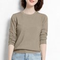 thumbnail image 4 of Yuyuzo Long Sleeve Shirts for Women Crewneck Ribbed Knit Sweater Tops Solid Color Loose Pullover, 4 of 5