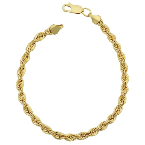14K Yellow Gold Filled Solid Rope Chain Bracelet, 4.5mm, 8.5"