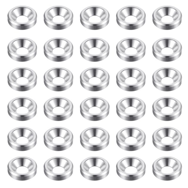 Unique Bargains Lot de 30 Rondelles à Encastrer M3 en Alliage d'Aluminium Anodisé pour Finition, Argent