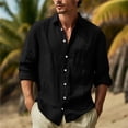 thumbnail image 1 of AherBiu Men's Linen Shirts Long Sleeve Button down Lapel Collar Regular Fitted Shirt Casual Summer Beach Shirts, 1 of 6