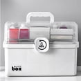 thumbnail image 3 of DOLITY First Aid Box with Portable Handle, Family Emergency Kit, Multi-Purpose Box, Emergency Transparent Lid Box, Easy Accessibility White 3-Tier, 3 of 8