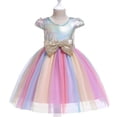 thumbnail image 5 of B91xZ Robe Évasée à Manches à Volants pour Filles, Manches à Volants, Robe Midi Évasée à Étages Décontractée avec Poches, Rose 4-5 Ans, 5 of 5