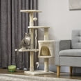 thumbnail image 2 of PawHut 46Inch Scratching Cat Tree Multi Level Activity Center Beige, 2 of 9