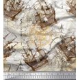 thumbnail image 1 of Soimoi Modal Satin Fabric Ship & Direction Compass Nautical Fabric Prints By Yard 42 Inch Wide, 1 of 3