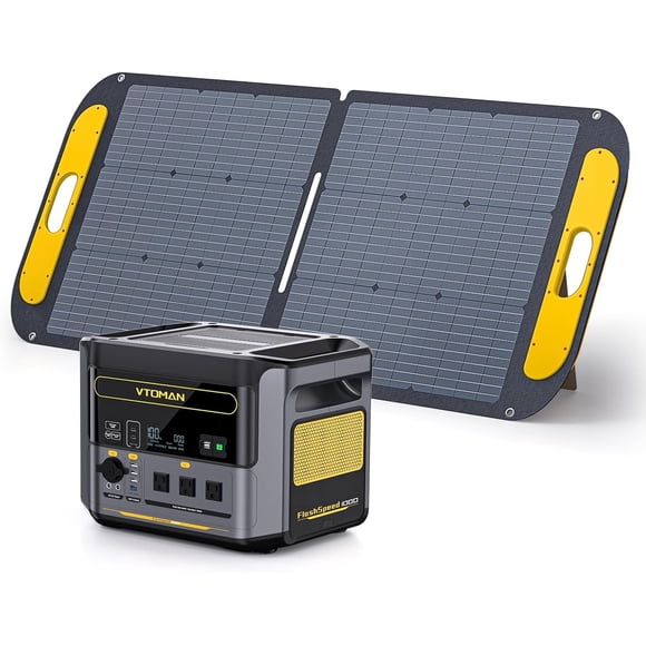 VTOMAN 1000W Portable Power Station&110W Solar Panel-828Wh LiFePO4 Battery Solar Generator,1 Hour Fast Charging 80% Power Band for Home,RV Camping,Power Outage