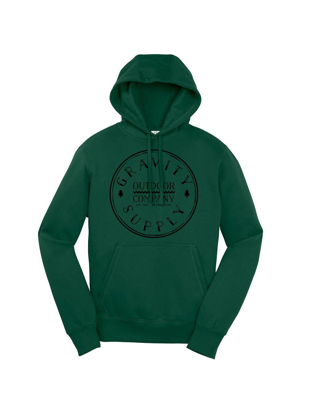 Gravity Fournit un Chandail à Capuche d'Extérieur - Logo Noir - Vert Forêt - 3TG
