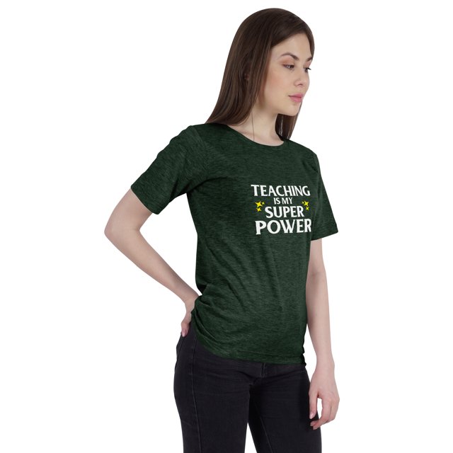 Inkmeso T-Shirt à Encolure Dégagée pour Femmes « Teaching Is My Super Power » Citation Graphique d'Enseignante