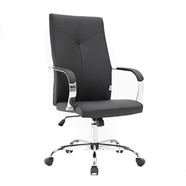 LeisureMod Sonora Modern High-Back Tall Adjustable Height Leather Conference Office Chair with Tilt & 360 Degree Swivel