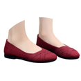 thumbnail image 1 of Dakaela Chaussures Plates pour Femmes Bout Rond Habillées Mary Jane Ballerines à Enfiler Marche Travail Mocassins Rouges 7,5, 1 of 6