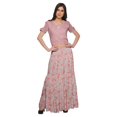 thumbnail image 1 of Moomaya Printed Two Piece Flared Skirt And Crop Top Rayon Ethnic Set For Girls, 1 of 6