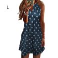 thumbnail image 2 of Langgg Robe Courte Décontractée Imprimée Sans Manches Esthétique Élégante Mignonne Robe de Plage Vacances Club Vêtements d'Été Bleu Foncé L, 2 of 5