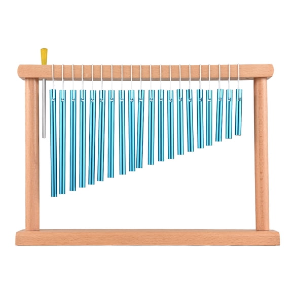 TFixol 20-Bar Musical Wind Chime with Striking Rod - Professional Stage Percussion Instrument in Blue or Gold, Beech Wood & Aluminum Construction