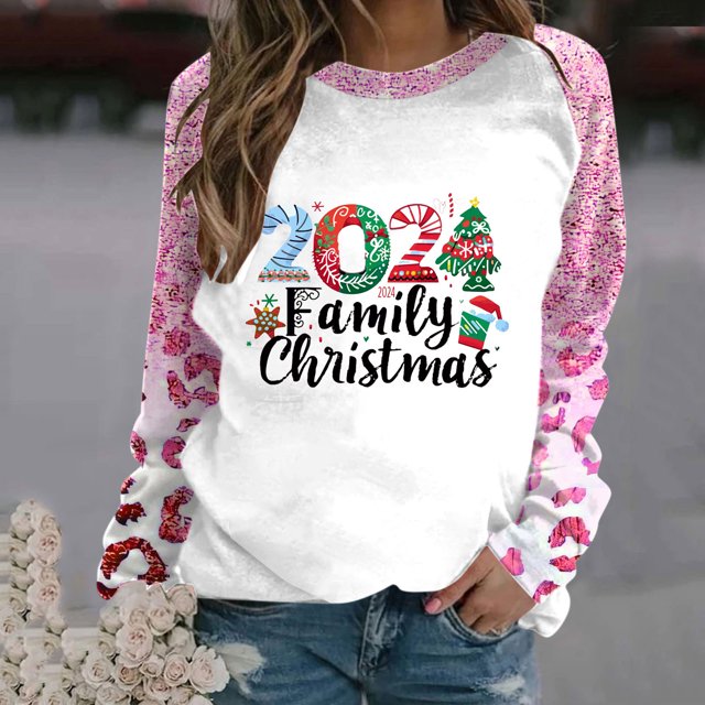 TIMIFIS Chandail de Noël pour Femmes Décontracté Mignon avec Bonnet du Père Noël et Lettres Imprimées Chandails à Manches Longues d'Automne Col Rond Chandail à Enfiler Cadeaux de Noël