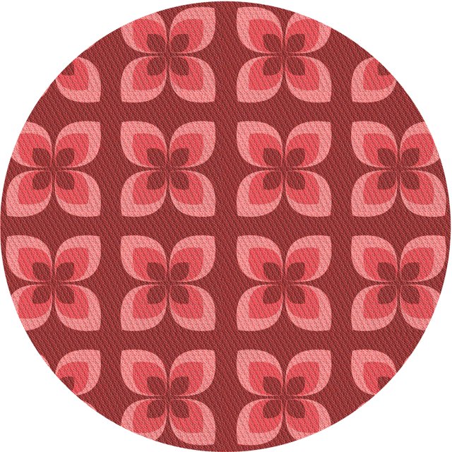 Ahgly Company Machine Washable Indoor Round Transitional Red Area Rugs, 4' Round