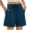 thumbnail image 2 of Gifts for Mom LSLJS Women's Solid Color Casual Drawstring Sports Shorts with Pocket Womens Shorts, 2 of 9