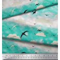 thumbnail image 2 of Soimoi Rayon Fabric Clouds & Flying Swift Bird Fabric Prints By Yard 56 Inch Wide, 2 of 3