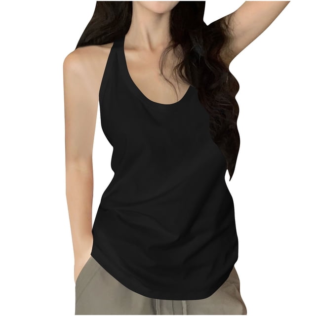 Timegard Tank Top for Women Racerback U Neck Sleeveless Slim Fitting Comfy Casual Workout Basic Tee