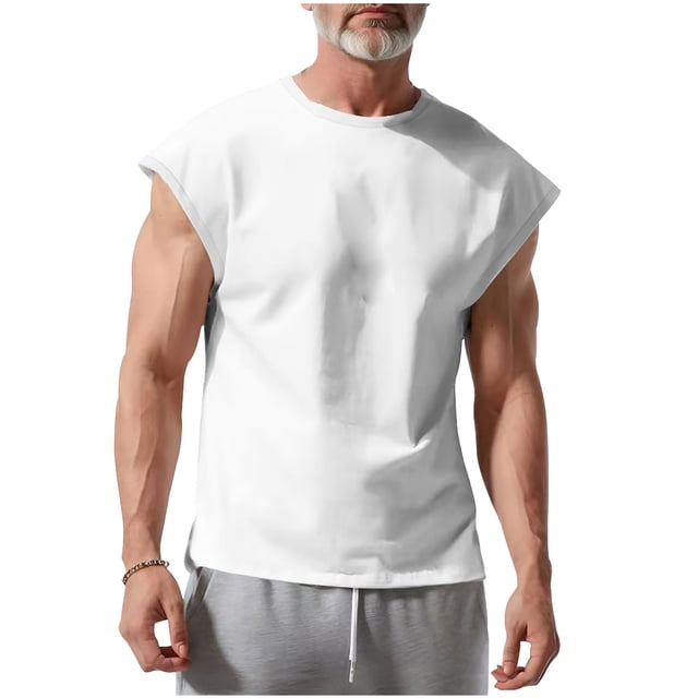 Timegard Mens Tank Top Cap Sleeve Crewneck Solid Color Shirts Summer Casual Lightweight Basic Tee