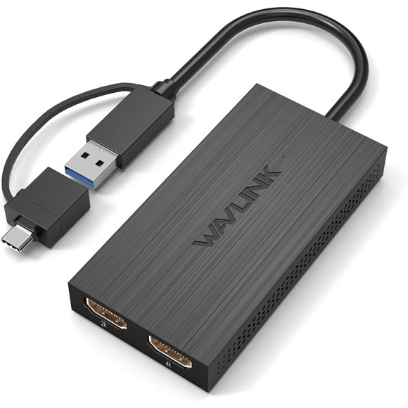 WAVLINK USB 3.0 or USB C to HDMI Adapter for Dual Monitors Universal Video Graphics Adapter for Mac and Windows Thunderbolt 3/4 USB 3.0 or USB-C 1080p@60Hz