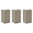 thumbnail image 1 of Suncast Wicker Plastic Hideaway Trash Can w/Lid, Dark Taupe (3 Pack), 1 of 6