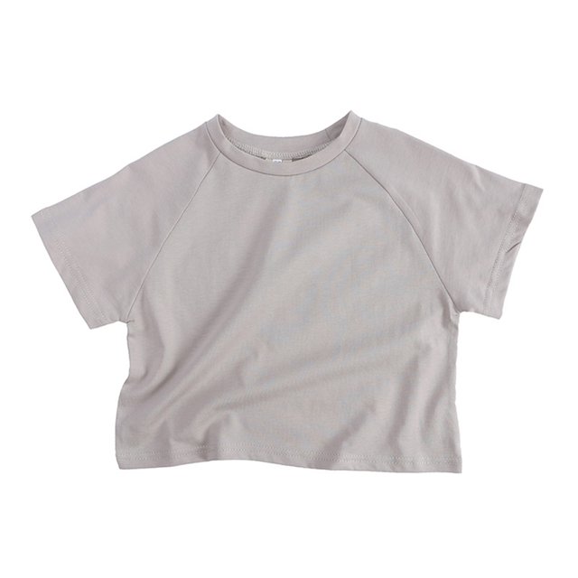 T-Shirts à Manches Raglan Unies Unisexes pour Enfants, Hauts Décontractés Légers à Col Rond pour Enfants, Été