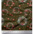thumbnail image 1 of Soimoi Green Poly Georgette Fabric Wreath & Dots Print Sewing Fabric Yard 52 Inch Wide, 1 of 5