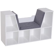 HOMCOM 6-Cubby Bookcase Bookshelf with Cushion Reading Nook, Grey