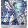 thumbnail image 1 of Soimoi Moss Georgette Fabric Leaves & Feather Fabric Prints By Yard 42 Inch Wide, 1 of 3