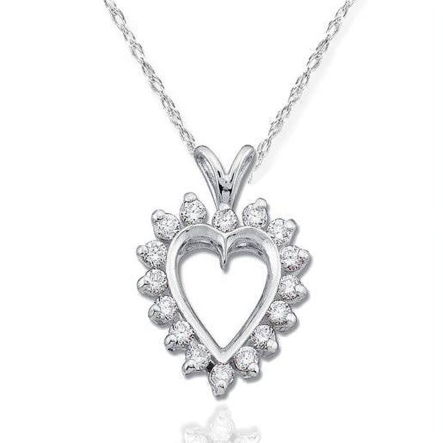 1/2Ct Diamond Heart Pendant 14K Gold Necklace