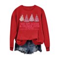 thumbnail image 1 of Penkiiy Chandails en Molleton de Noël pour Femmes, T-Shirts Graphiques Arbre de Noël, Chandail à Manches Longues, Rouge, 1 of 4