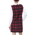 thumbnail image 2 of INSPIRE CHIC Robe de Noël pour Femme Peter Pan des Années 60 à Blocs de Couleur Mini à Manches Longues TP Rouge, 2 of 8