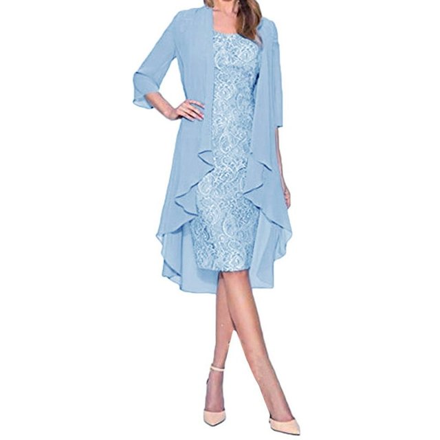 Women‘S Fashion Two Pieces Charming Solid Color Mother Of The Bride Lace Dresses
