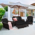 thumbnail image 1 of Patiojoy 5 PCS Patio Rattan Sectional Sofa Set Outdoor Furniture Conversation Set Cushioned Loveseat Sofa Ottoman Black, 1 of 10