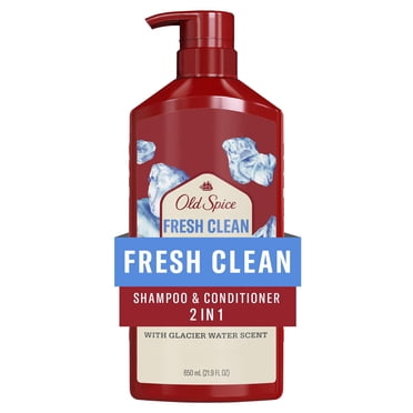 Old Spice Shampooing et Revitalisant 2 en 1 Propre et Frais pour Hommes au Parfum d'Eau de Glacier, pour des Cheveux Épais et en Santé pour Hommes