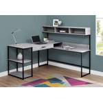 Monarch Specialties Computer Desk, Home Office, Corner, Storage Drawers, L Shape, Work, Laptop, Metal, Laminate, Grey, Black, Contemporary, Modern