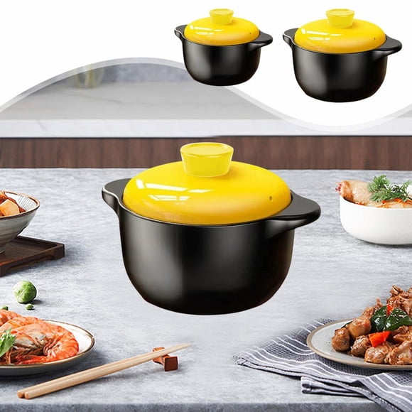 Feltree Ceramic Casserole Pot with Lid, Slow Cooker for Soup Stew and Rice, Crack-Resistant Non-Stick, Safe for Gas Stove Oven Microwave, Multipurpose Kitchenware for Household Use