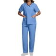 thumbnail image 2 of V Neck Scrubs for Women Set Scrubs Top Drawstring Straight Pants 4 Way Stretch Medical Nursing Uniforms Matching Sets, 2 of 6