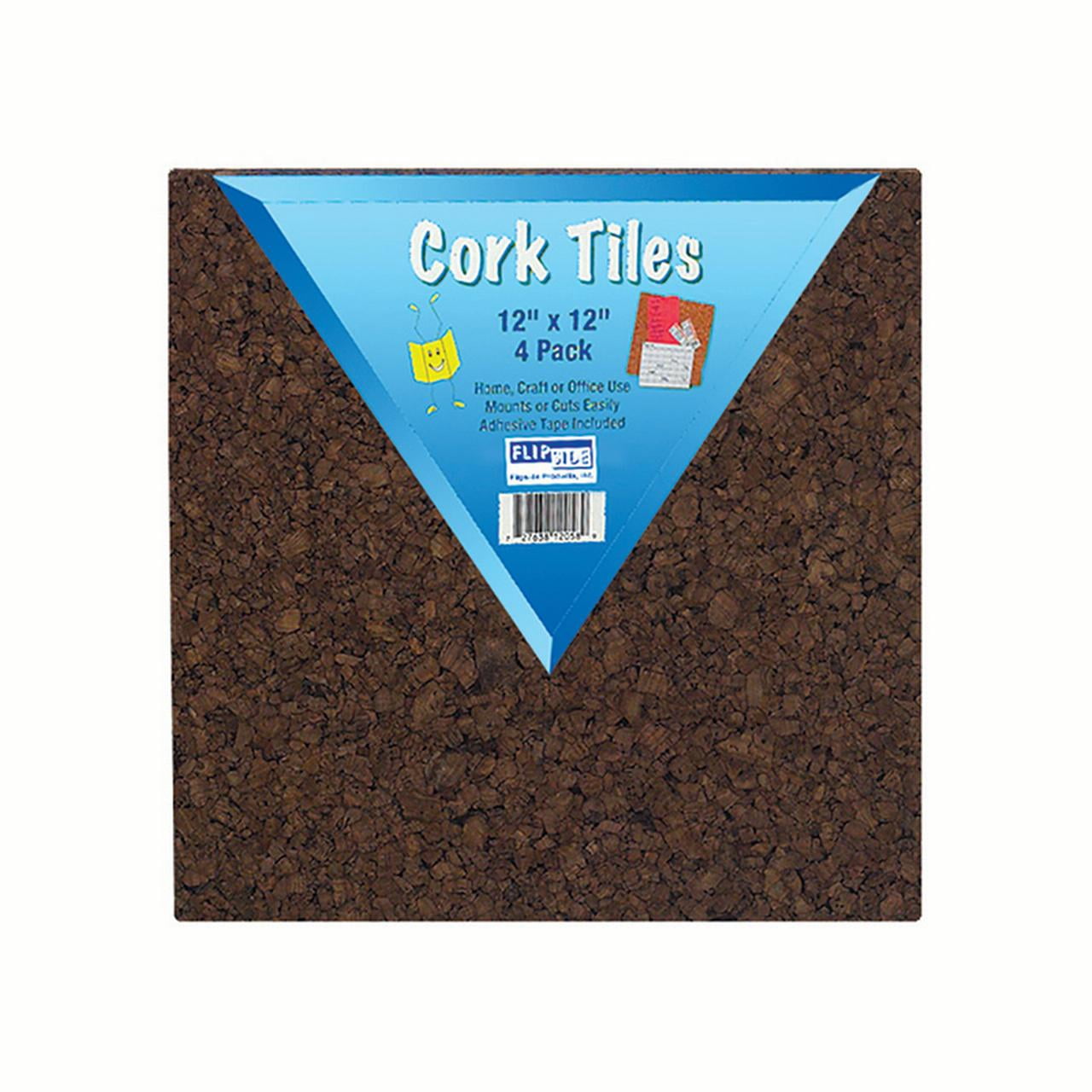 Dark Cork Tiles, 12" X 12", Pack Of 4