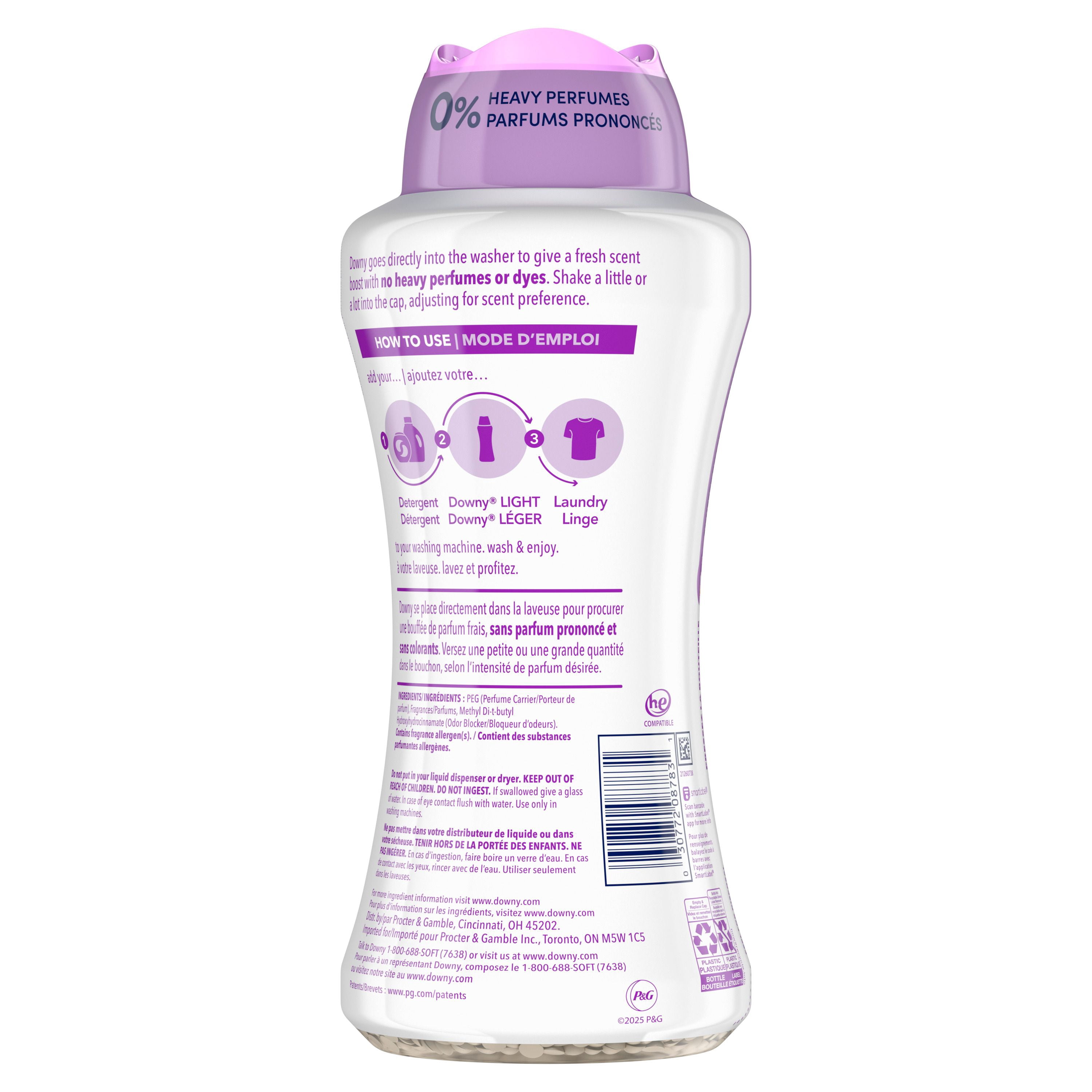 Downy Light Laundry Scent Booster Beads, White Lavender Scent, 680g, In-wash fabric beads designed to be gentle with a light boost of scent, No Heavy Perfumes