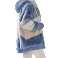 thumbnail image 3 of FOCUSNORM Women Contrast Color Hooded Coat Long Sleeve Zip-up Plush Tops, 3 of 4