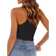 thumbnail image 4 of Kmbangi Women Ribbed Racerback Tank Tops Summer Casual Solid Color Button Sleeveless Crop T-shirt for Streetwear Club Wear, 4 of 5