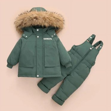 Children Down Jacket Clothing Sets -30 Degrees Winter Girl Duck Down Jacket + Overalls Kids Warm Suit Toddler Boys Coat Jumpsuit