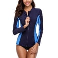 thumbnail image 4 of Womens Rash Guard Shirt Long Raglan Sleeve Zip Front Swim Shirt, 4 of 5