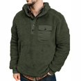 thumbnail image 1 of Men‘s Winter Fleece Pullover Sweatshirt Jacket Button Collar Warm Sweater Coat, 1 of 8